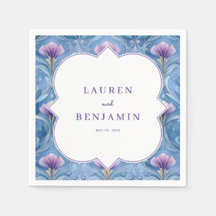 Romantische Blauwe Bloem Illustratie Servet