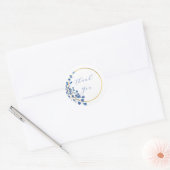 Romantische blauwe bloem ronde sticker (Envelop)