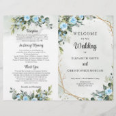 Romantische Blauwe bloemen en eucalyptus en goud (Voorkant)