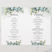 Romantische Blauwe bloemen en eucalyptus en goud (Achterkant)