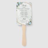 Romantische Blauwe bloemen en eucalyptus gouden br Handwaaier (Achterkant)