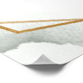 Romantische Blauwe bloemen en eucalyptus gouden br Poster (Hoek)