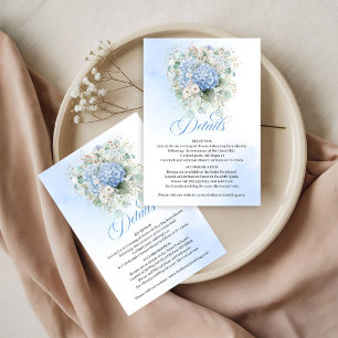 Romantische blauwe bloemen gouden trouw detailkaar RSVP kaartje