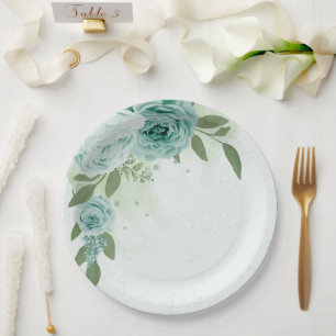 romantische blauwe bloemen griekse borden papieren bordje