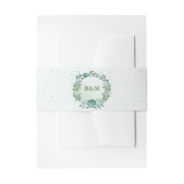 romantische blauwe bloemen grienery bruiloft uitnodigingen wikkel