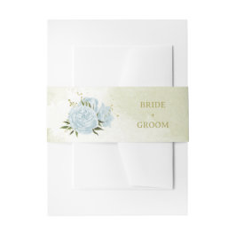 romantische blauwe bloemen grienery bruiloft uitnodigingen wikkel