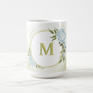 Romantische blauwe bloemen & groene bladeren botan koffiemok