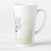 Romantische blauwe bloemen & groene bladeren botan latte mok (Rechts)