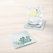 Romantische blauwe bloemen & groene bladeren kartonnen onderzetters (Insitu)