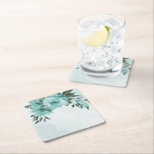 Romantische blauwe bloemen & groene bladeren kartonnen onderzetters (Insitu)