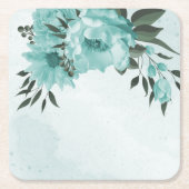 Romantische blauwe bloemen & groene bladeren kartonnen onderzetters (Voorkant)