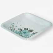 Romantische blauwe bloemen & groene bladeren papieren bordje (Gebogen)