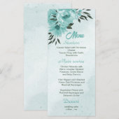 Romantische blauwe bloemen grove bruiloft menu (Voorkant / Achterkant)