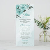 Romantische blauwe bloemen grove bruiloft menu (Staand voorkant)