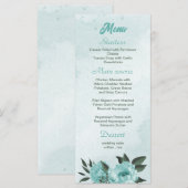 Romantische blauwe bloemen grove bruiloft menu (Voorkant / Achterkant)