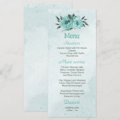 Romantische blauwe bloemen grove bruiloft menu (Voorkant / Achterkant)