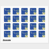 Romantische Blauwe Bloemen Lemon Wedding Save the Vierkante Sticker (Vel)