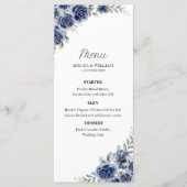 Romantische Blauwe Bloemige Botanische Trouw Menu (Voorkant)