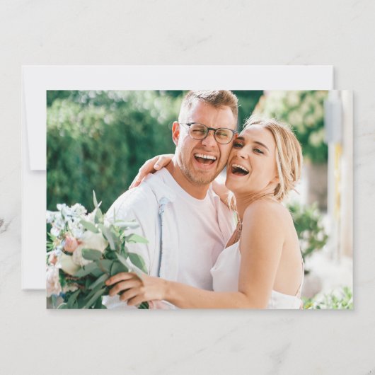 Romantische blauwe bloemige foto QR-code bruiloft Save The Date (Achterkant)