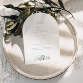 Romantische Blauwe Bloemige Monogram All-in-One Tr Kaart