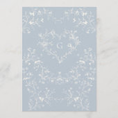 Romantische Blauwe Bloemige Monogram Bruiloft Kaart (Achterkant)