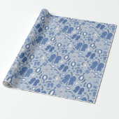 Romantische blauwe bogen en Rozen Cadeaupapier (Uitgerold)