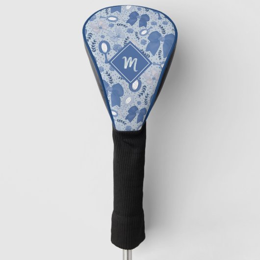 Romantische blauwe bogen en Rozen Golfheadcover (Voorkant)
