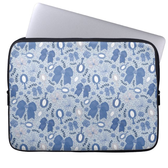 Romantische blauwe bogen en Rozen Laptop Sleeve (Voorkant)