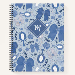 Romantische blauwe bogen en Rozen Notitieboek