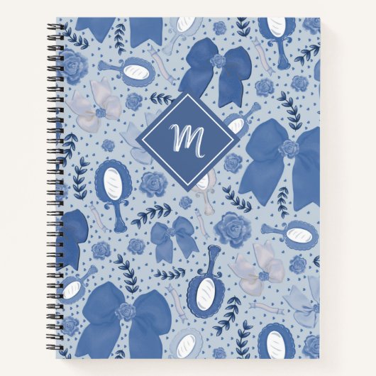 Romantische blauwe bogen en Rozen Notitieboek (Voorkant)
