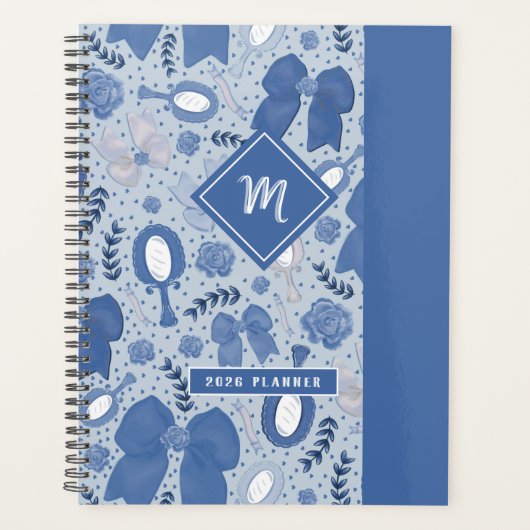 Romantische blauwe bogen en Rozen Planner (Voorkant)