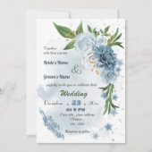 romantische blauwe bruiloft kaart (Voorkant)