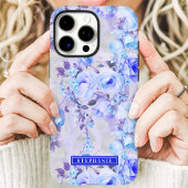 Romantische Blauwe en Lavendel Bloemige Naam Case-Mate iPhone Case