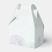 Romantische blauwe en paarse bloemen groen bruilof bedankdoosjes (Achterkant)