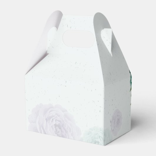 Romantische blauwe en paarse bloemen groen bruilof bedankdoosjes (Achterkant)