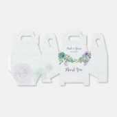 Romantische blauwe en paarse bloemen groen bruilof bedankdoosjes (Uitgevouwen)