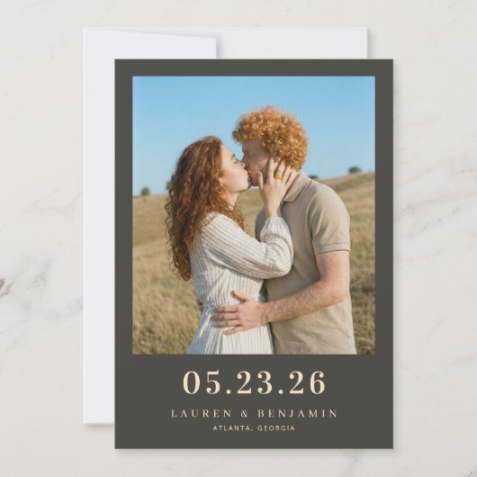 Romantische Blauwe Foto Save The Date (Voorkant)