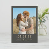Romantische Blauwe Foto Save The Date (Staand voorkant)