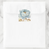 Romantische blauwe gouden bloemen dank u vierkante sticker (Tas)