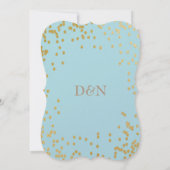 Romantische Blauwe Gouden Confetti Save The Date Kaart (Achterkant)