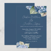 Romantische blauwe hortensia bloemen op marineblau kaart (Voorkant / Achterkant)