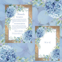 Romantische Blauwe Hortensia Monogram bruiloft