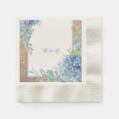 Romantische Blauwe Hortensia Monogram bruiloft Servet (Voorkant)