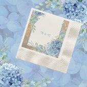 Romantische Blauwe Hortensia Monogram bruiloft Servet