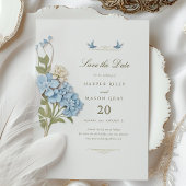 Romantische blauwe hortensia Save the Date Wedding Kaart