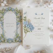 Romantische blauwe hortensia Save the Date Wedding Kaart
