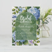 Romantische Blauwe Hortensia Tuin Bruidsdouche Kaart (Staand voorkant)
