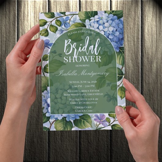 Romantische Blauwe Hortensia Tuin Bruidsdouche Kaart
