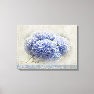 Romantische Blauwe Hortensia's Canvas Afdruk