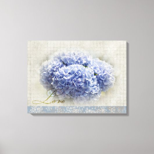 Romantische Blauwe Hortensia's Canvas Afdruk (Voorkant)